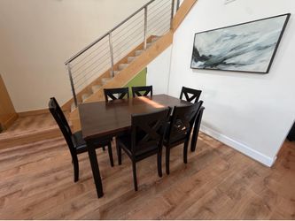 Dinning Set Dark wood and leatherette chairs ..