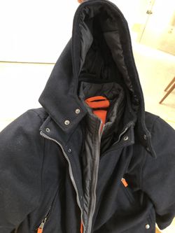 Andrew Marc Winter Coat, Boys Medium 10-12, Dark Blue.