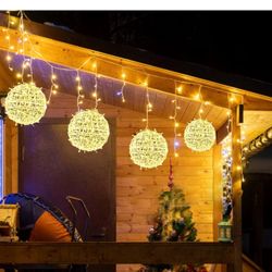 Outdoor Balls Lights Hanging Tree Garden Lights 4 Pack 7.87" Sphere Lights with Plug in Globe Lights Trees Garden Lights for Party Wedding Yard Garden
