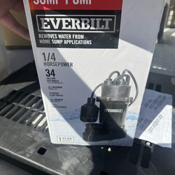 SUBMERSIBLE SUMP PUMP  1006 013 623  EVERBILT  REMOVES WATER FROM HOME SUMP APPLICATIONS  1/4 HORSEPOWER  34