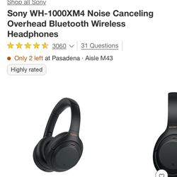 Sony Noise Cancelling Bluetooth Headphones