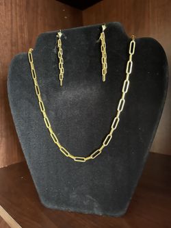 Squared Link Goldfilled Necklace Set 