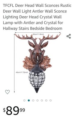Deer Head Wall Sconces Rustic
Deer Wall Light Antler Wall Sconce
Lighting Deer Head Crystal Wall
Lamp with Antler and Crystal for
Hallway Stairs Bedsi