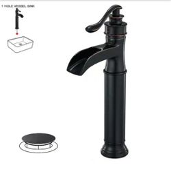 BWE Waterfall Single Hole Single Handle Bathroom Vessel Sink Faucet With Drain Assembly in Oil Rubbed Bronze