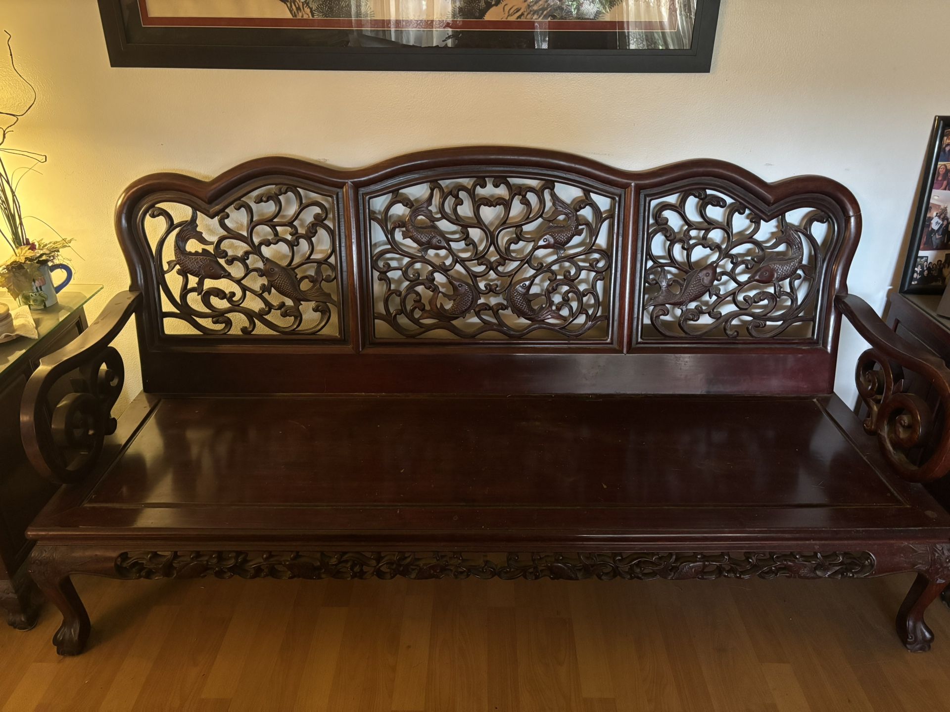 Chinese Rosewood Furniture Set (2 Chairs and Day Bed)