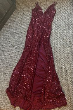 Burgundy Sequin Mermaid Formal Gown
