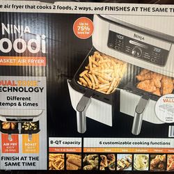 Ninja Foodi 6-in-1, 8 Quart 2-Basket Air Fryer with DualZone Technology -White
