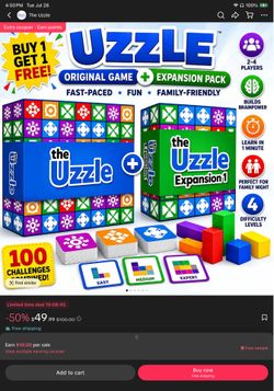 The Uzzle Original Board Game + Expansion Pack | Fast-Paced Family Puzzle Game