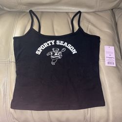 Black Sporty Season Tank Top Wild Fable Ladies Size XS Xtra Small Fun Cute NWT
