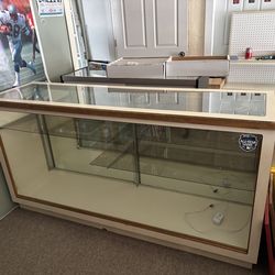 6 Foot Display Case with 2 Glass Shelves and LED Lights