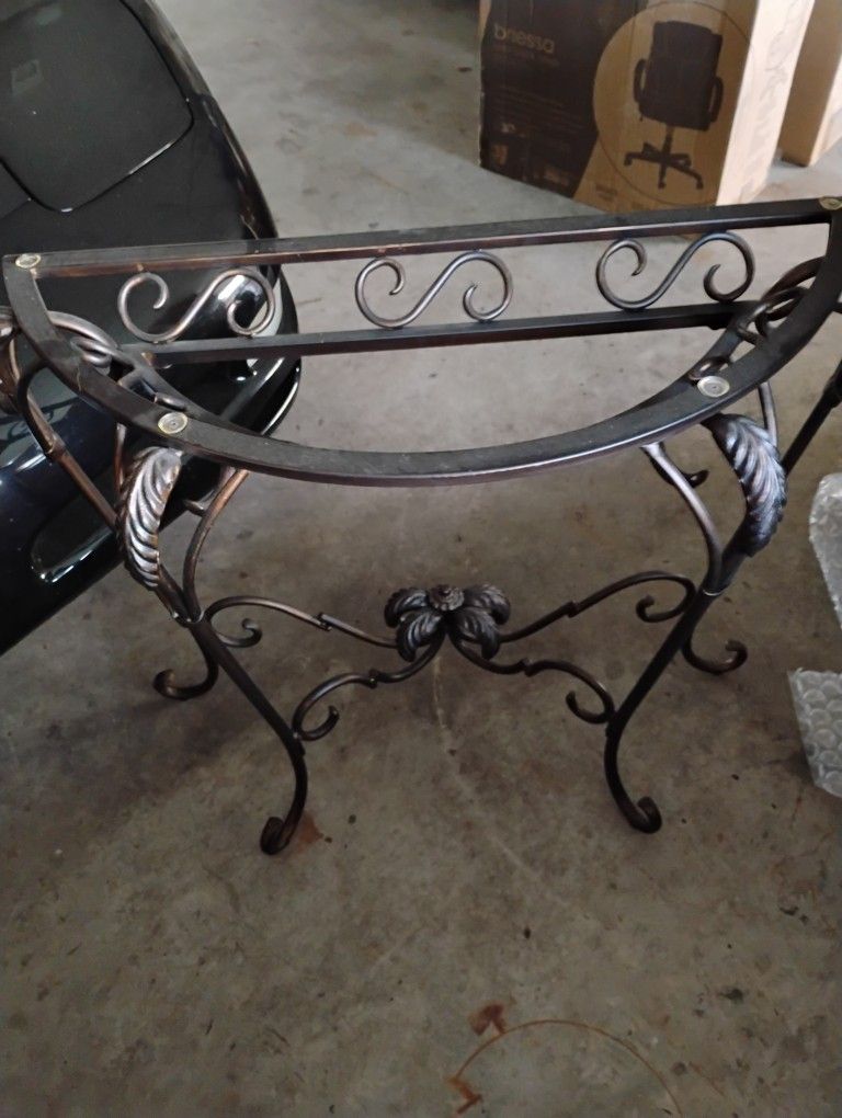 Aged Bronze Half Round Glass Top Table