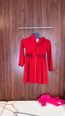 Girls Red Long Sleeve Holiday Dress