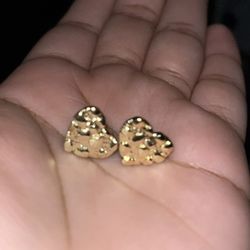 Large Night Heart Earrings Gold Plated