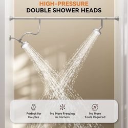 Dual Shower Head for Couples, High Pressure Double Shower Heads for Two People Rod, Two Showerhead