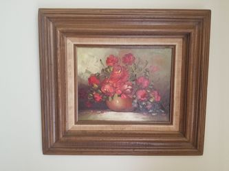 Antique Framed Floral Oil Painting
