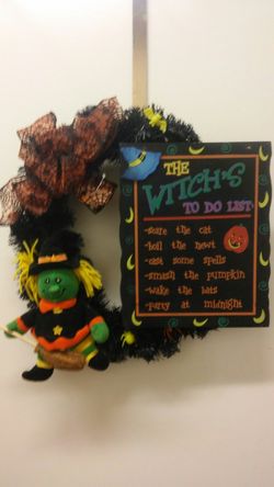 Halloween witch To Do list wreath