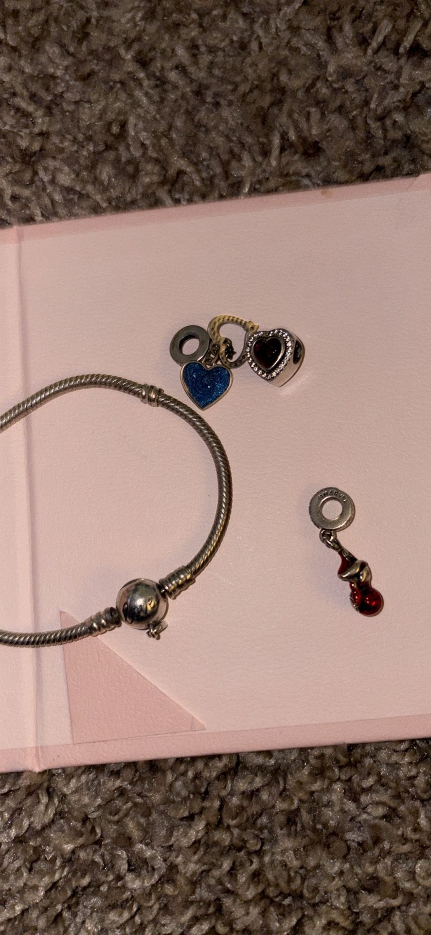 Pandora Bracelet With 2 Charms NO SPIDER MAN CHARM