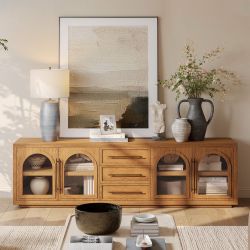 Lira 84" Oak Media Console- Nature color