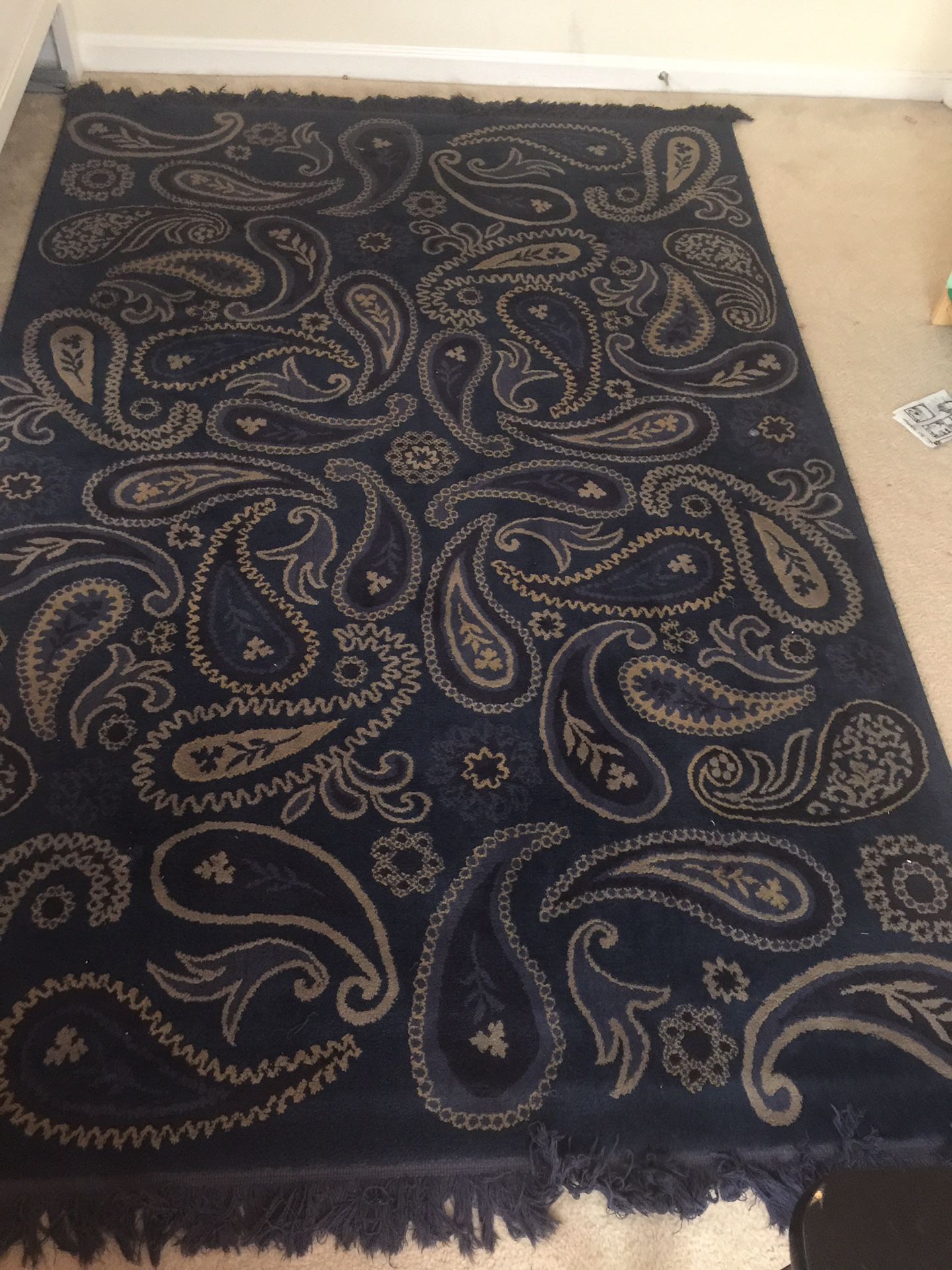 2 dark blue rugs each $30