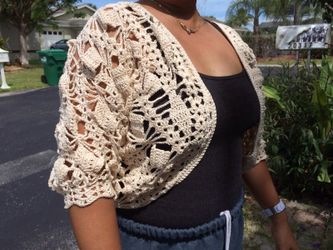 Crochet short sweater over your dress