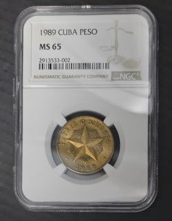 1 PESO STAR 1989 CUBA MS 65