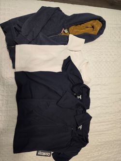 1 zipper sweater (5) 3 uniform polos (5)