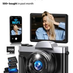 New! 4K Digital Camera for Photography with WiFi,64MP Autofocus Vlogging Camera for YouTube,3'' 180° Flip Screen Compact Travel Camera for Teens with 