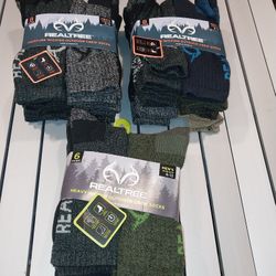 Lot Of 3 REALTREE Heavy Weight Outdoor Crew  Socks Pair Mens Shoe Size 6-12 Brand New