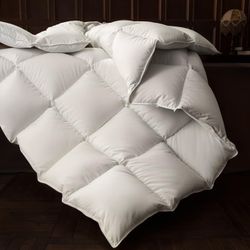 Luxury 750FP Down Comforter Queen Size,Fluffy Goose Down Fiber Comforter Ultra-Soft Duvet Insert Queen,Medium Warmth Hotel Comforter for All Season (W