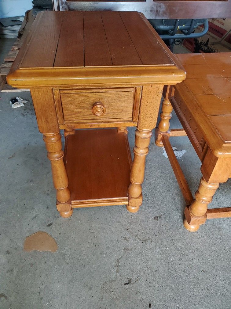 Oak Coffee Table & End Table