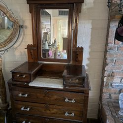 Antique Walnut Mirrored Dresser
