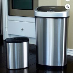 Nine Stars Stainless Steel Sensor Trash Can Set - 13.2 gal. / 2.1 gal.