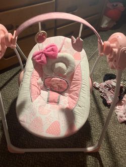 Pink Baby swing with Toy Bar