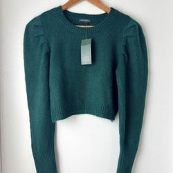 Green Cropped Sweater, Small 