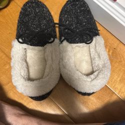 Fuzzy, Knit  Slippers With Rubber Sole