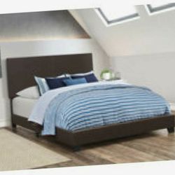 Brown leather complete bed frame