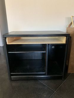 Black TV Stand / Entertainment Center – With Pull-Out Shelf