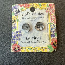 God's Garden Pewter Flower Earrings