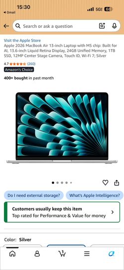 MacBook Air 13" (2026 M5, 24GB RAM, 1TB SSD) - Silver - Brand New