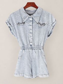 SJ Style Light-Wash Denim Romper — Women's M