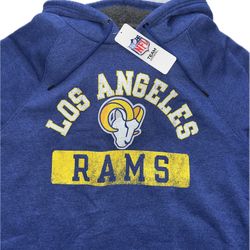 Los Angeles Rams Blue Pullover Hoodie Sweatshirt Mens 2XL New Sherpa Hood