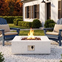 35in Square Concrete Propane Smokeless Fire Pit Table