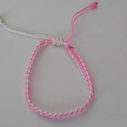 Pink And White Hand Braided Bracelet