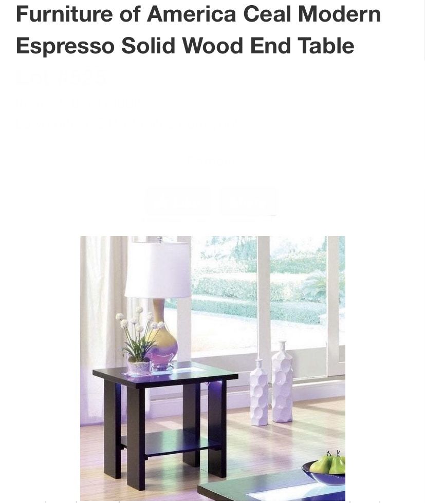 Furniture of America Ceal Modern Espresso Solid Wood End Table With LED Lights