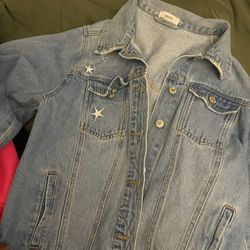 Blue Denim Jacket With Star Parches 