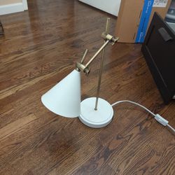 Modern White And Matt Gold Desk Lamp