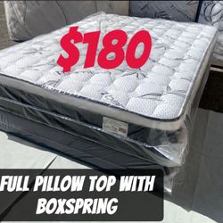 Full Pillow Top Mattress And Boxspring 