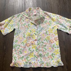Girls Flower Pajama Ruffle Shirt Size 10 #9