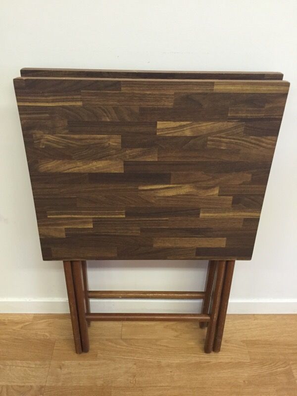 2 vintage scheibe wood TV trays with stand for Sale in Pleasanton, CA