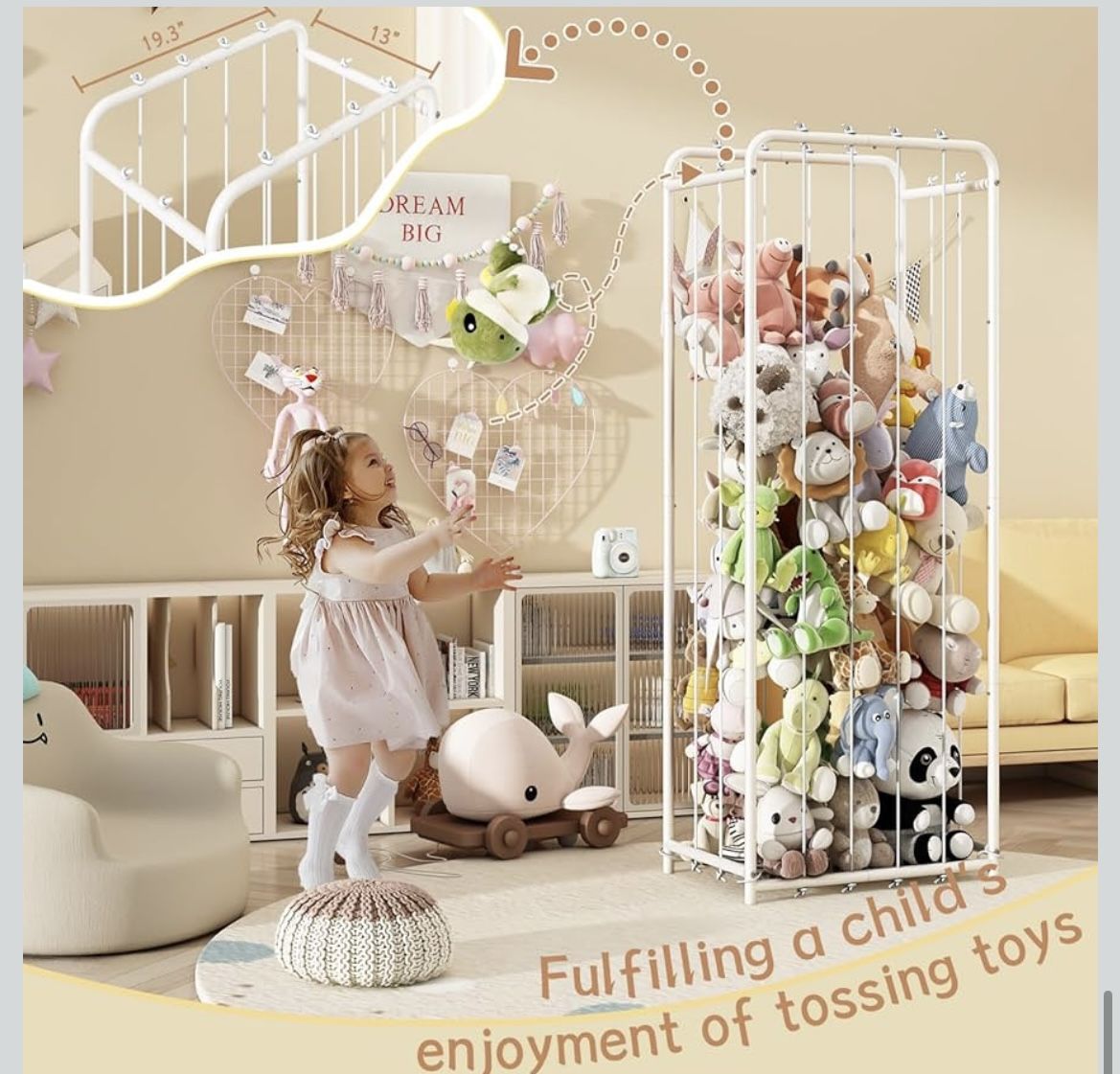 All Metal Stuffed Animal Storage, Never Fall Apart Stuffed Animal Zoo, Extra Large Stuffed Animal Holder - Sturdy Metal Plush Toy Organizer Perfect fo